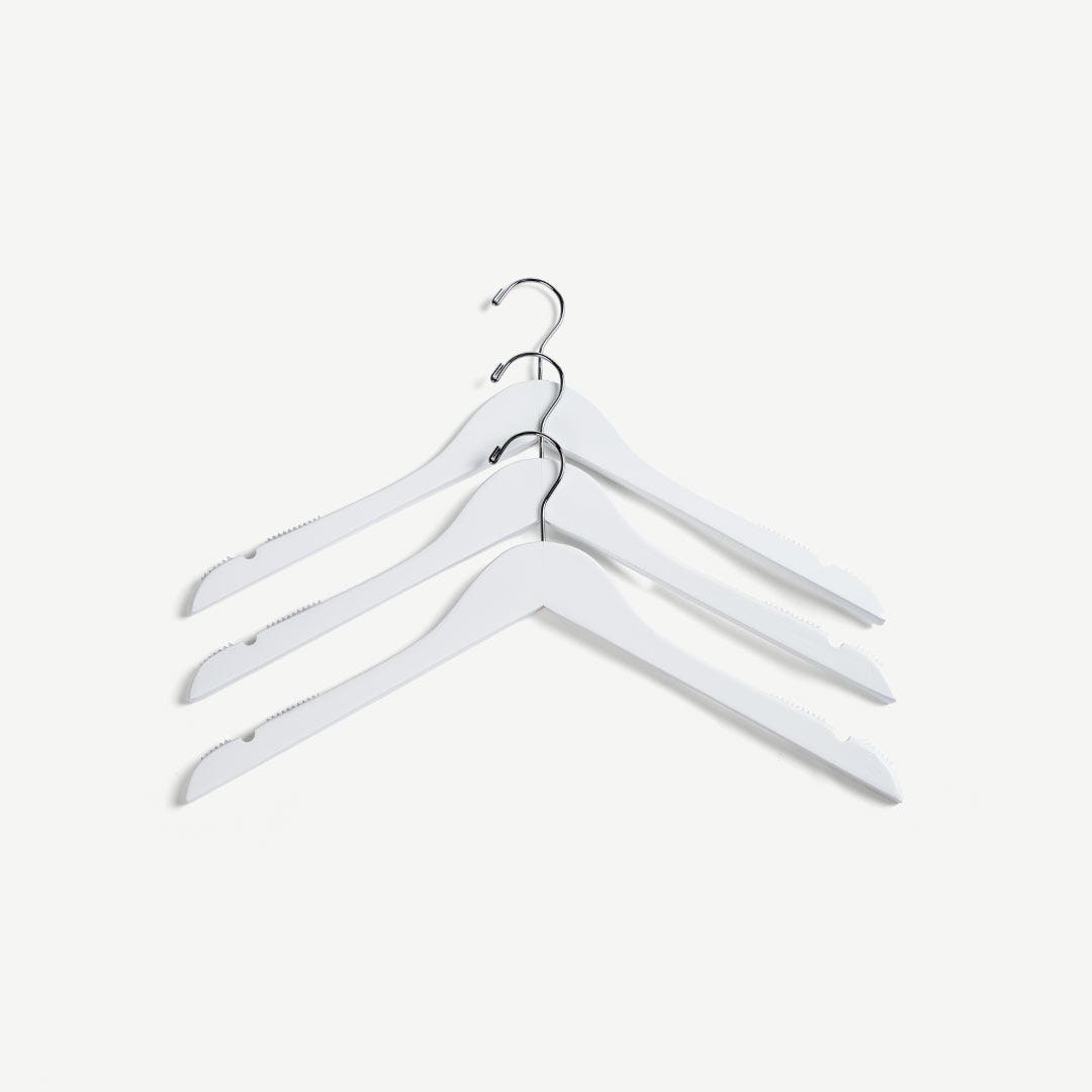 Revera Wooden Hanger Set of 3pcs -White