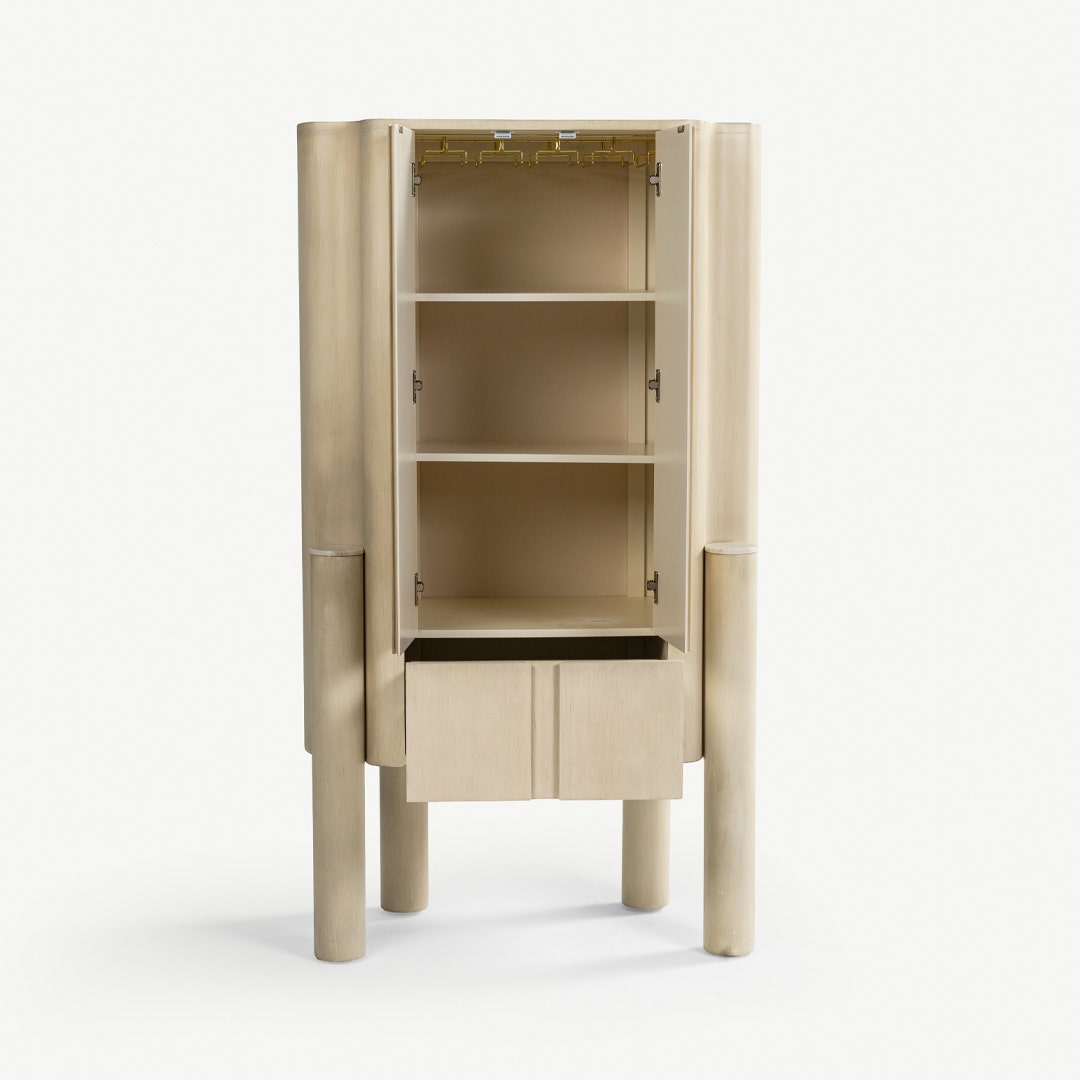 ريفين خزانة بار - أبيض