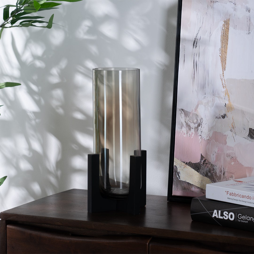 Rories Cylindrical Gls Vase W/Base 31cm