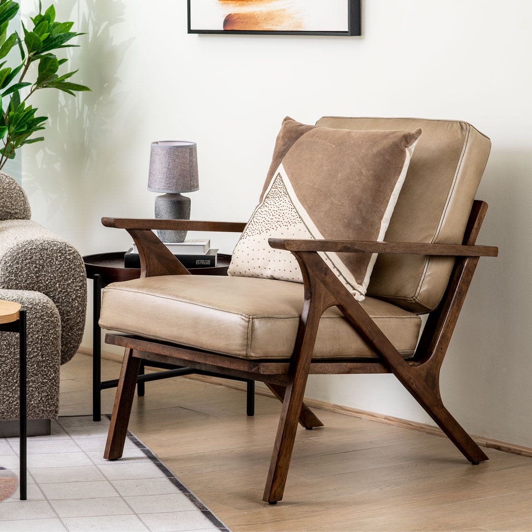Light leather armchair online