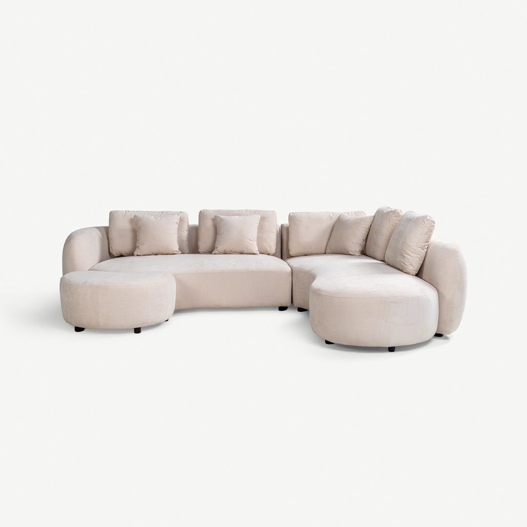 Tanla R Corner Sofa with Ottoman Beige