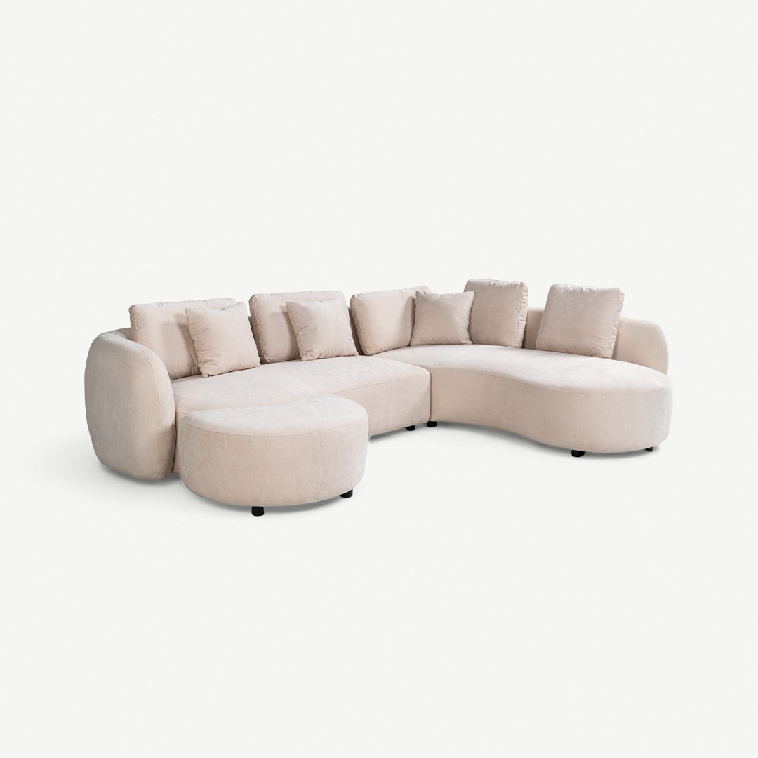 Tanla R Corner Sofa with Ottoman Beige
