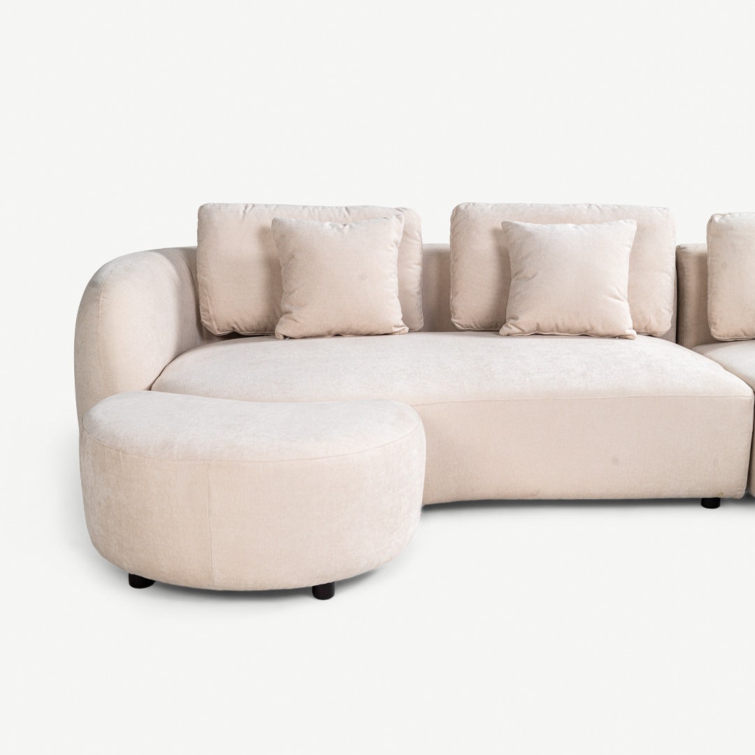 Tanla R Corner Sofa with Ottoman Beige