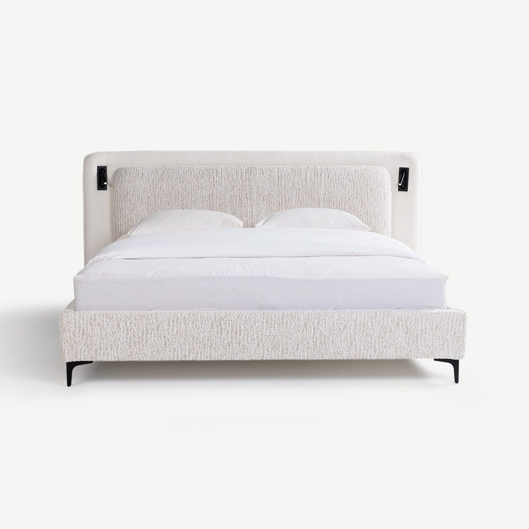 Taria King Bed with LED 180x200cm Beige