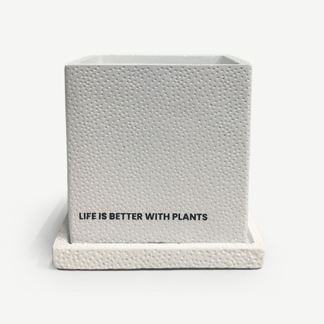 Turner Cement Planter White 15x16cm