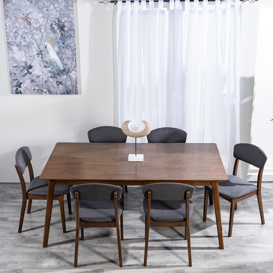 Veton 6 Seater Dining Table Set Brown