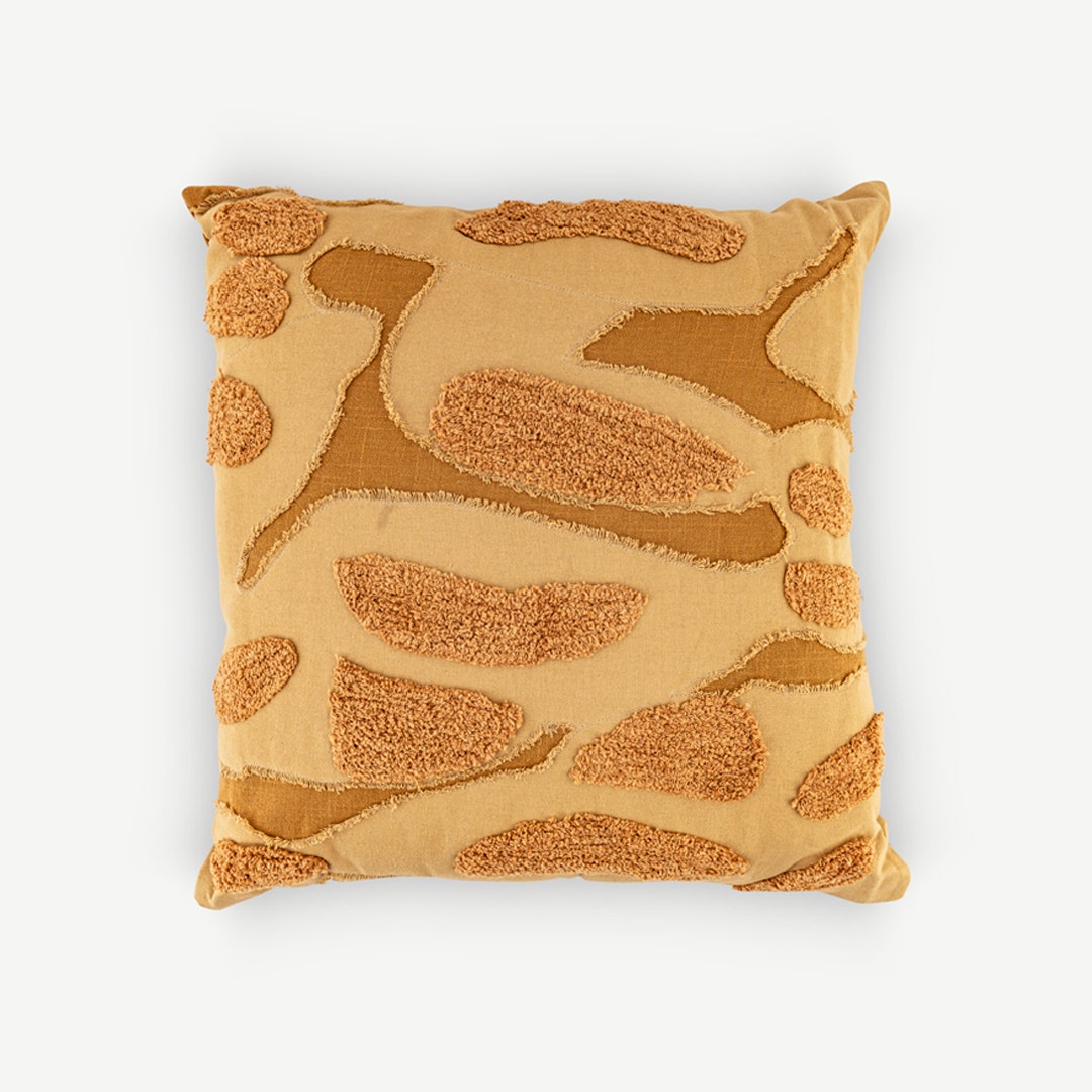 Yumiko Cutpile Embroidered Filled Cushion Peach