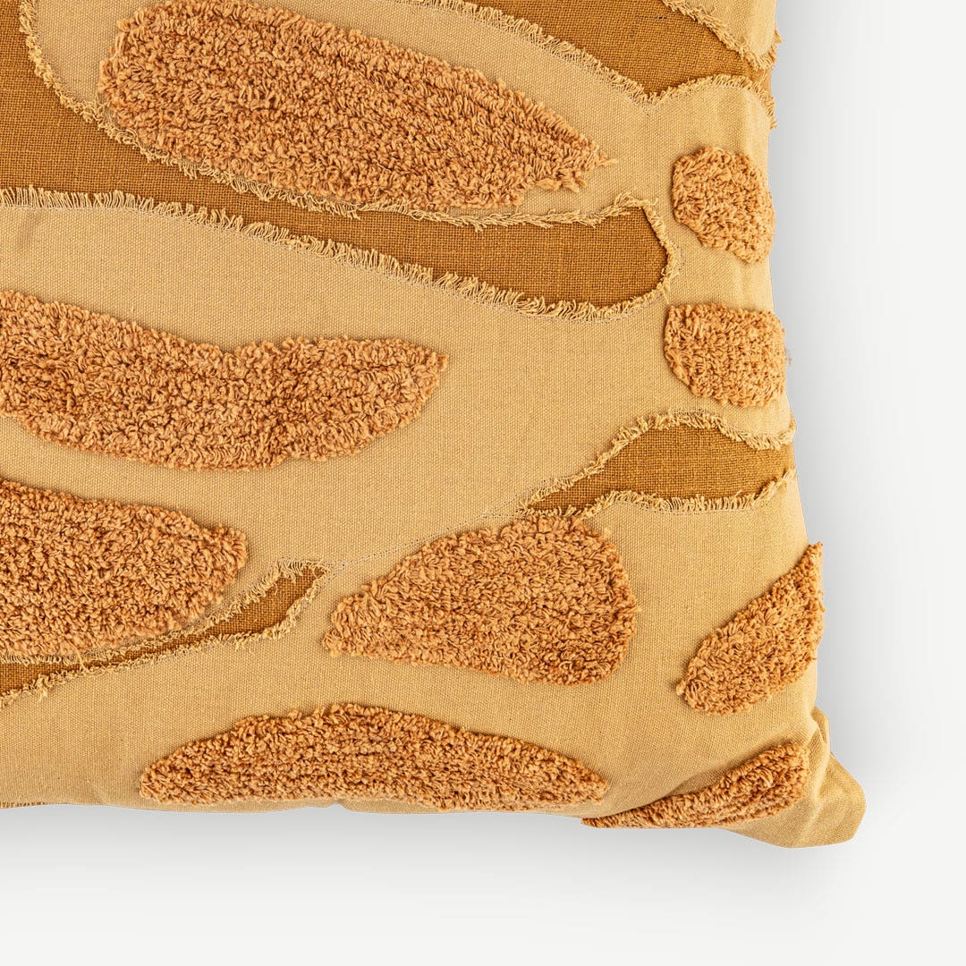 Yumiko Cutpile Embroidered Filled Cushion Peach