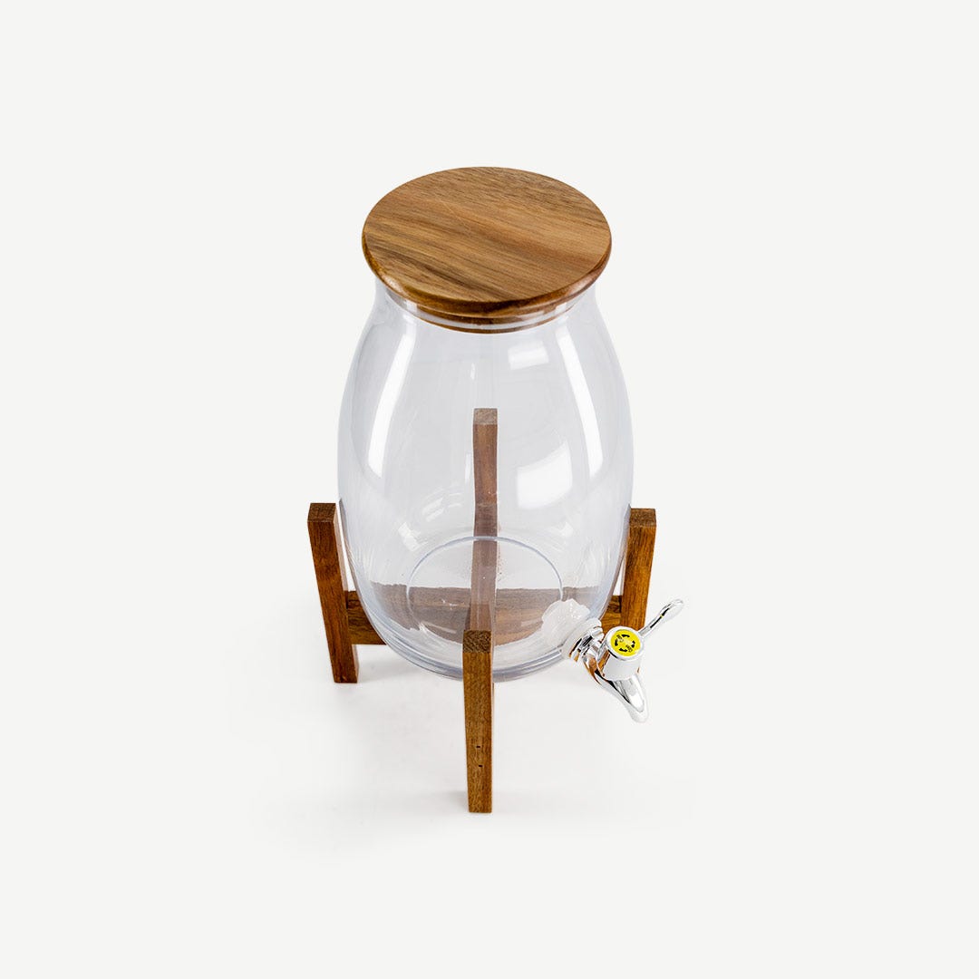 Yuri Glass Dispenser W/Woodn Base-3400ml